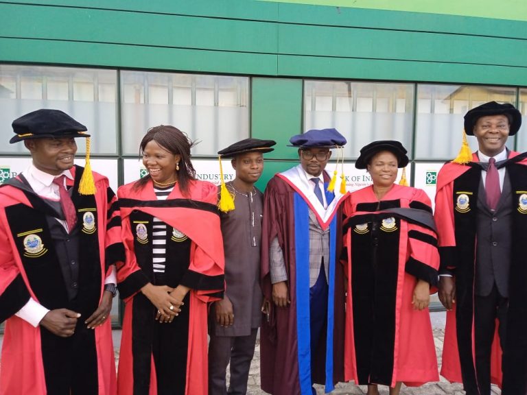 Five ARUA CoE-USD PhD mentees at 2022 University of Lagos Convocation