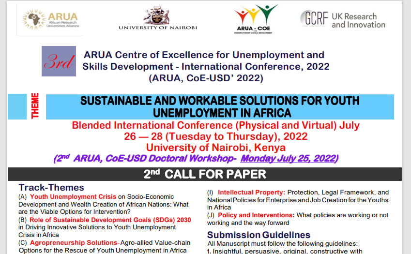 2nd Call ARUA CoE-USD 3rd International Conference 2022 Poster